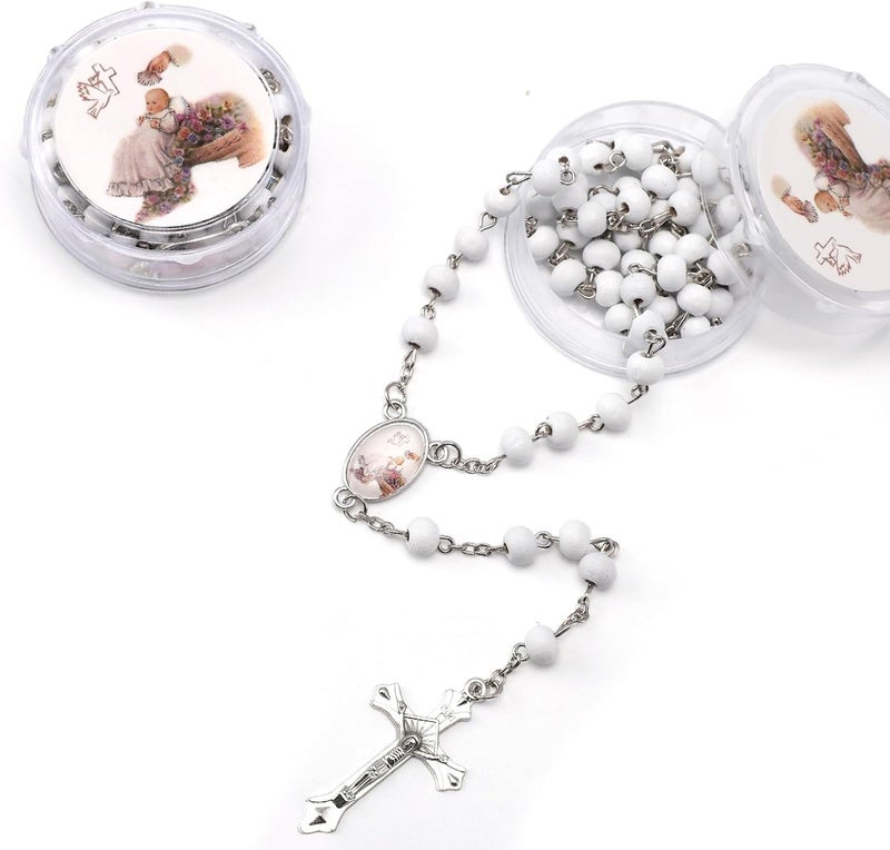 Brilucky 12 PCS Guardian Baby Angel White Bead Scented Rosaries For Baptism Gifts Girls Boys,Rosaries In Bulk For First Communion Party Favors Guests,Rosarios Catolicos 12 Pack Para Recuerdos De Bautizo - Image 3
